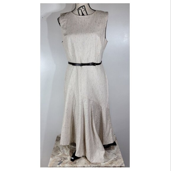 Classiques Entier Tweed-Like Sleeveless Dress, Cream, Womens Size 12 - Picture 2 of 7